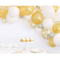 Kit de 40 globos PartyStore en tonos dorado y blanco con confeti brillante para decoración de fiestas y eventos