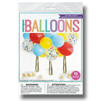 Kit de PartyStore para nube de globos coloridos con confeti y flecos dorados para decoraciones de fiesta