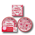 Kit de vajilla PartyStore para San Valentín con platos y servilletas decorados con corazones rojos y rosas