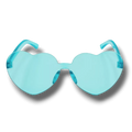 Gafas de sol PartyStore con forma de corazón en color azul translúcido, estilo divertido para fiestas.