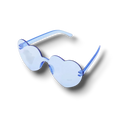 Gafas de sol PartyStore con forma de corazón en color azul traslúcido, estilo divertido para fiestas y eventos.