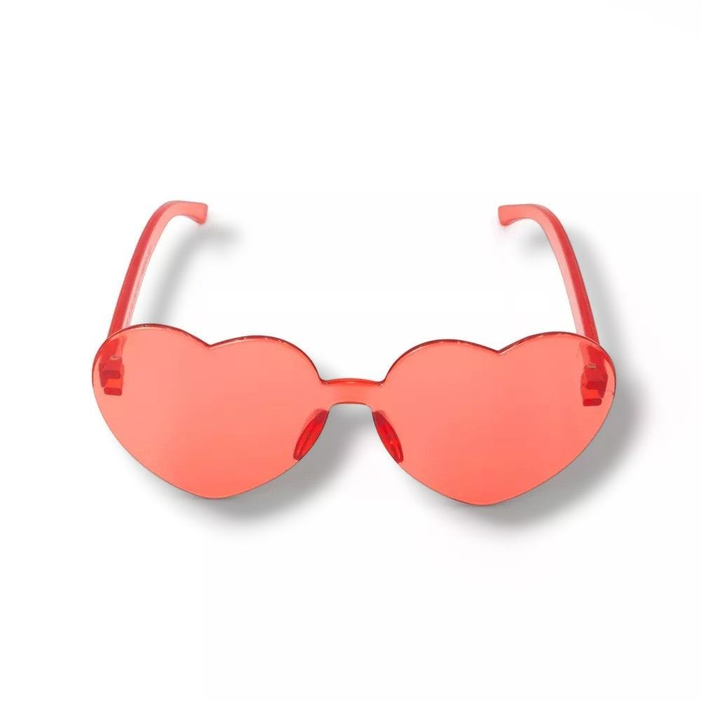 Lentes de sol PartyStore en forma de corazón color rojo translúcido para fiestas y disfraces