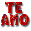 Letrero de globos metalizados rojos PartyStore con la frase Te Amo para decoracion de eventos romanticos