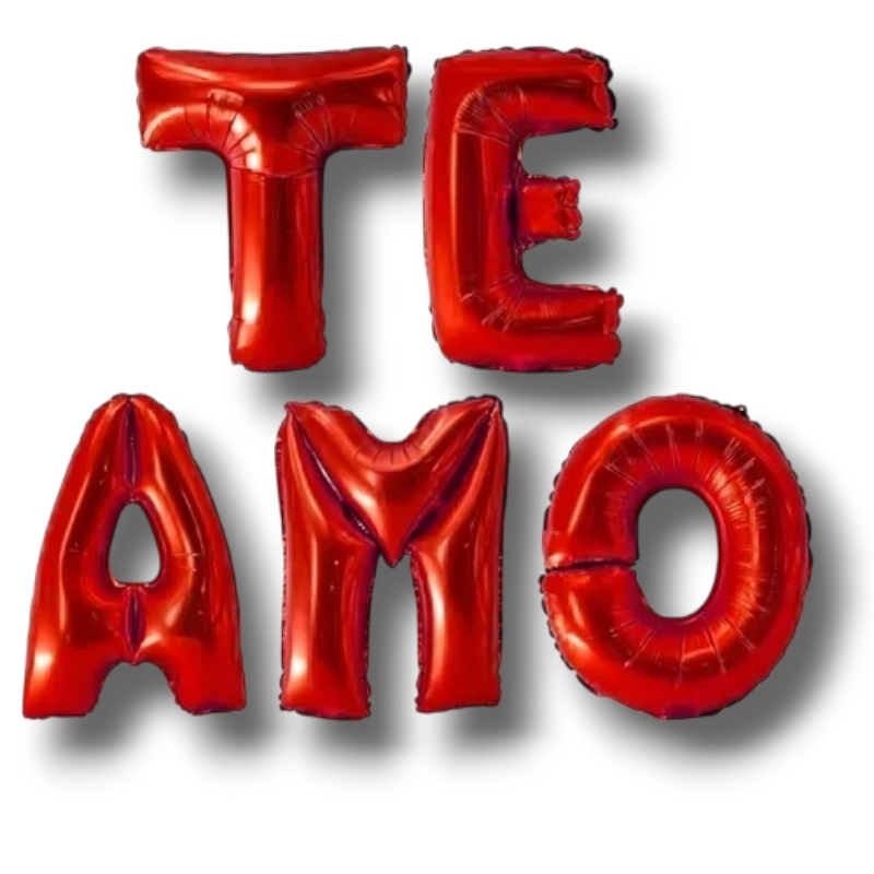Letrero de globos metalizados rojos PartyStore con la frase Te Amo para decoracion de eventos romanticos