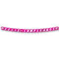 Letrero móvil de Feliz Cumpleaños PartyStore con temática de Barbie en color rosa vibrante y siluetas icónicas