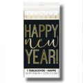 Mantel PartyStore Roaring New Year con letras doradas sobre fondo negro, ideal para celebraciones de fin de año.