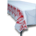 Mantel PartyStore de plástico blanco con diseño de salpicaduras de sangre roja para decoración de Halloween
