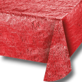 Mantel PartyStore de color rojo con acabado metálico brillante y textura rugosa para decoración de fiestas