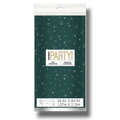 Mantel de Navidad PartyStore verde oscuro con estampado de estrellas doradas brillantes, resistente y reutilizable