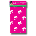 Mantel de plástico Barbie de PartyStore en color fucsia con estampado de siluetas blancas de la muñeca