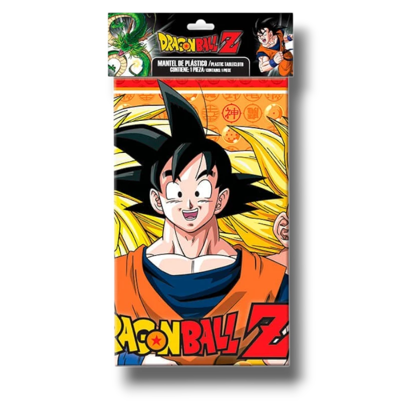 Mantel de plástico PartyStore con diseño de Dragon Ball Z y Goku para fiestas temáticas