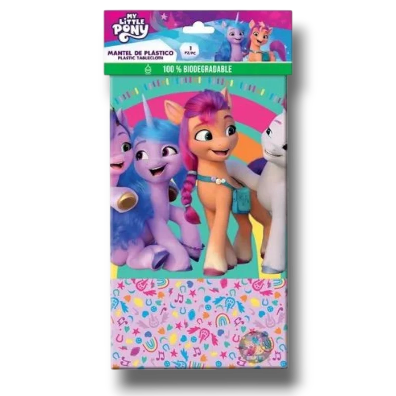 Mantel de plástico biodegradable PartyStore con diseño colorido de los personajes de My Little Pony