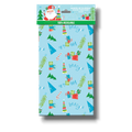 Mantel de plástico PartyStore con diseño navideño de Santa, árboles, regalos y texto Let it Snow sobre fondo azul