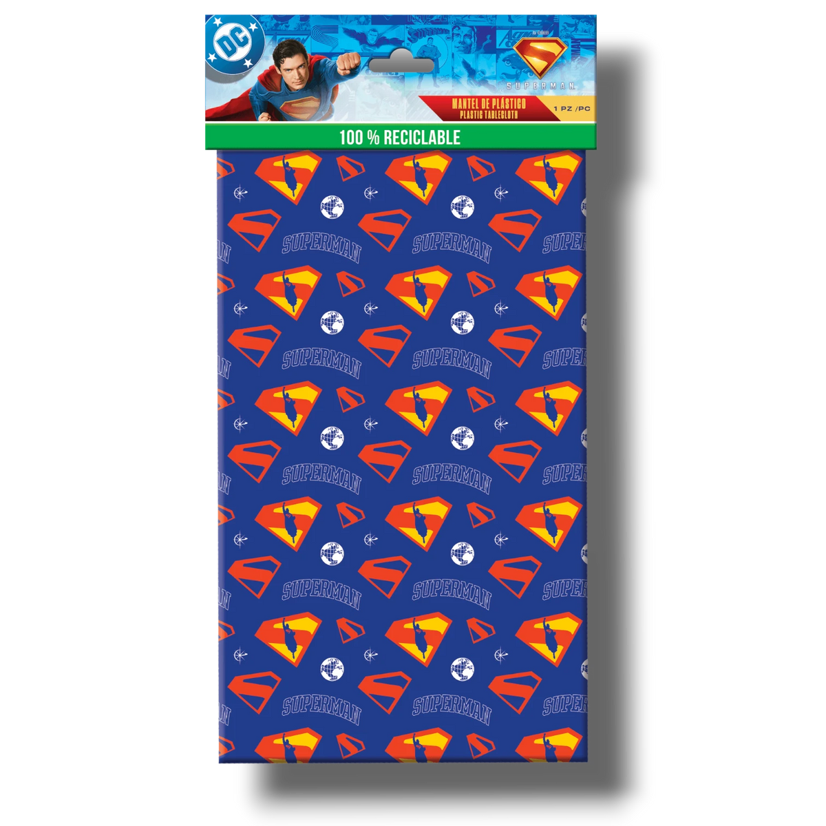 Mantel de plástico PartyStore con estampado de Superman en azul, rojo y amarillo para fiestas temáticas