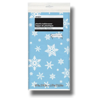 Mantel rectangular PartyStore de plástico azul con estampado de copos de nieve blancos para fiestas navideñas
