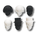 Set de 6 marcadores de bebida PartyStore con forma de calaveras de silicona en blanco y negro con accesorios