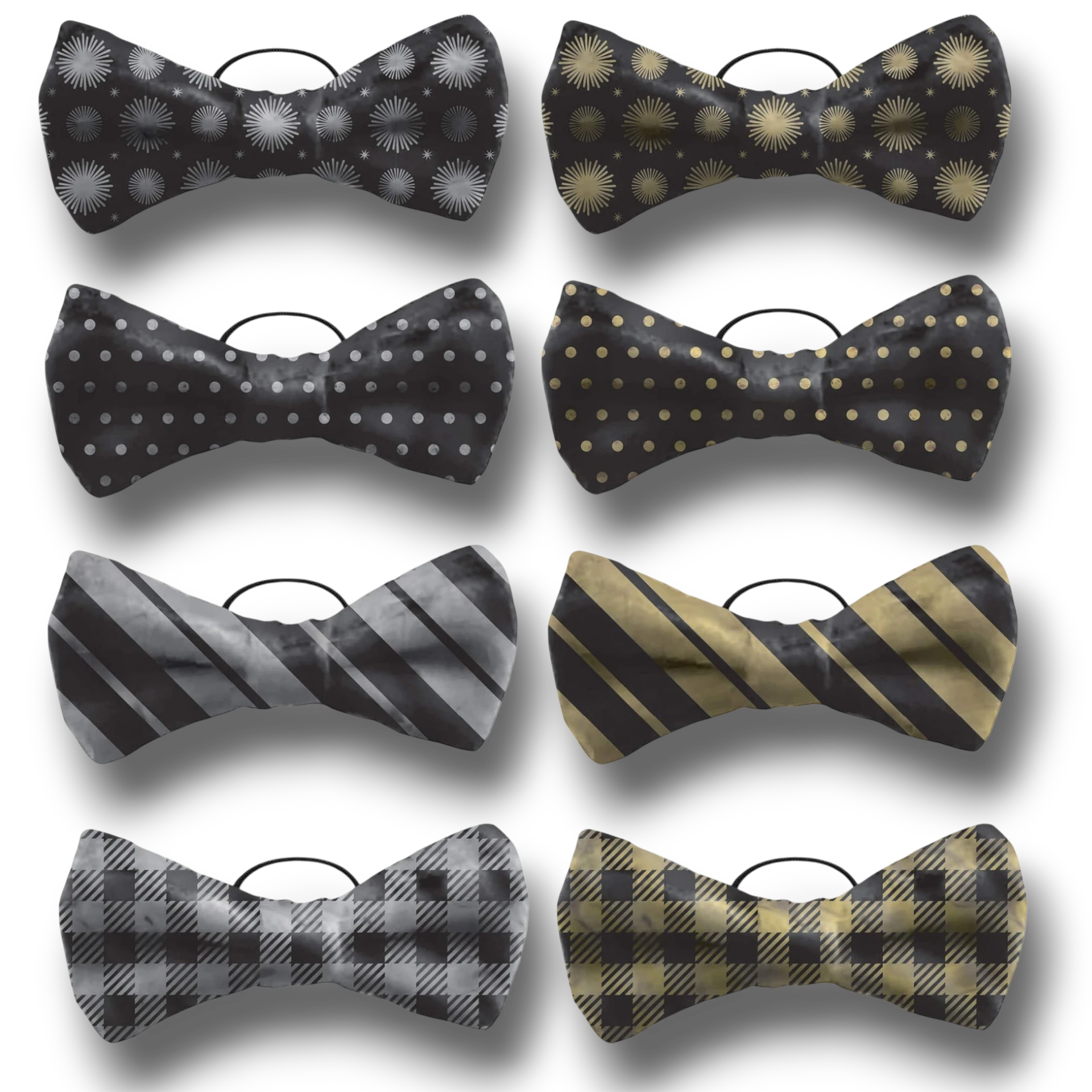 Set de 8 marcadores de copas PartyStore con diseño de pajaritas en negro, gris y dorado para Año Nuevo