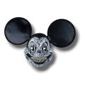 Mascara de raton siniestro PartyStore en blanco y negro con dientes afilados y orejas grandes para disfraz de terror