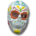 Mascara Sugar Skull de PartyStore con diseño colorido de calavera mexicana para disfraces de Día de los Muertos