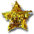 Mini piñata PartyStore en forma de estrella de color dorado brillante con flecos metálicos para decoración de fiestas