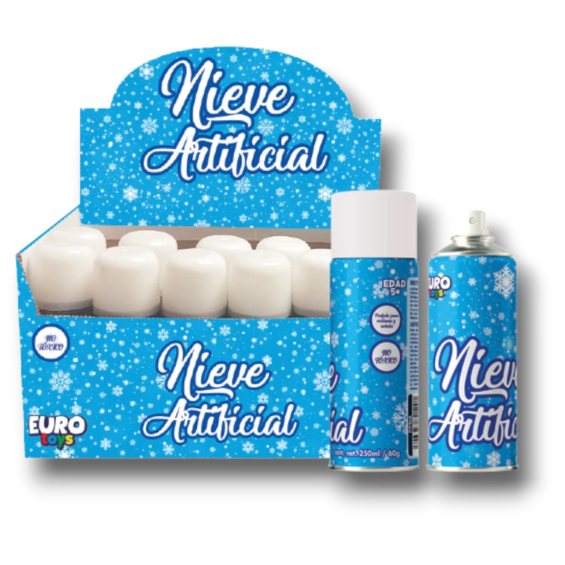 Expositor de PartyStore con botes de spray de nieve artificial decorativa para fiestas y decoraciones navideñas