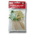 Set de 15 palillos decorativos PartyStore con forma de árbol de Navidad en tonos verde y dorado con acabado brillante