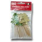 Set de 15 palillos decorativos PartyStore con forma de árbol de Navidad en tonos verde y dorado con acabado brillante