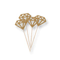 Palillos decorativos PartyStore con forma de diamante dorado brillante para decorar pasteles y postres