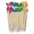 Palillos de madera PartyStore con flecos decorativos de colores surtidos para aperitivos y cócteles