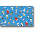 Papel de regalo PartyStore con estampado de Snoopy y sus amigos sobre fondo azul, pliego de papel couché