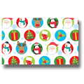 Papel de regalo PartyStore con estampado de círculos navideños, personajes y motivos festivos en papel couché.