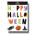 PartyStore pegatinas de gel Happy Halloween con letras coloridas, fantasma, araña, calabaza y sombrero de bruja