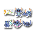 Set de pegatinas PartyStore con Stitch de Lilo y Stitch en varias poses divertidas y coloridas sobre fondo blanco
