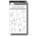 Plantilla de 54 stickers transparentes con diseños de flores en contorno plateado de la marca PartyStore