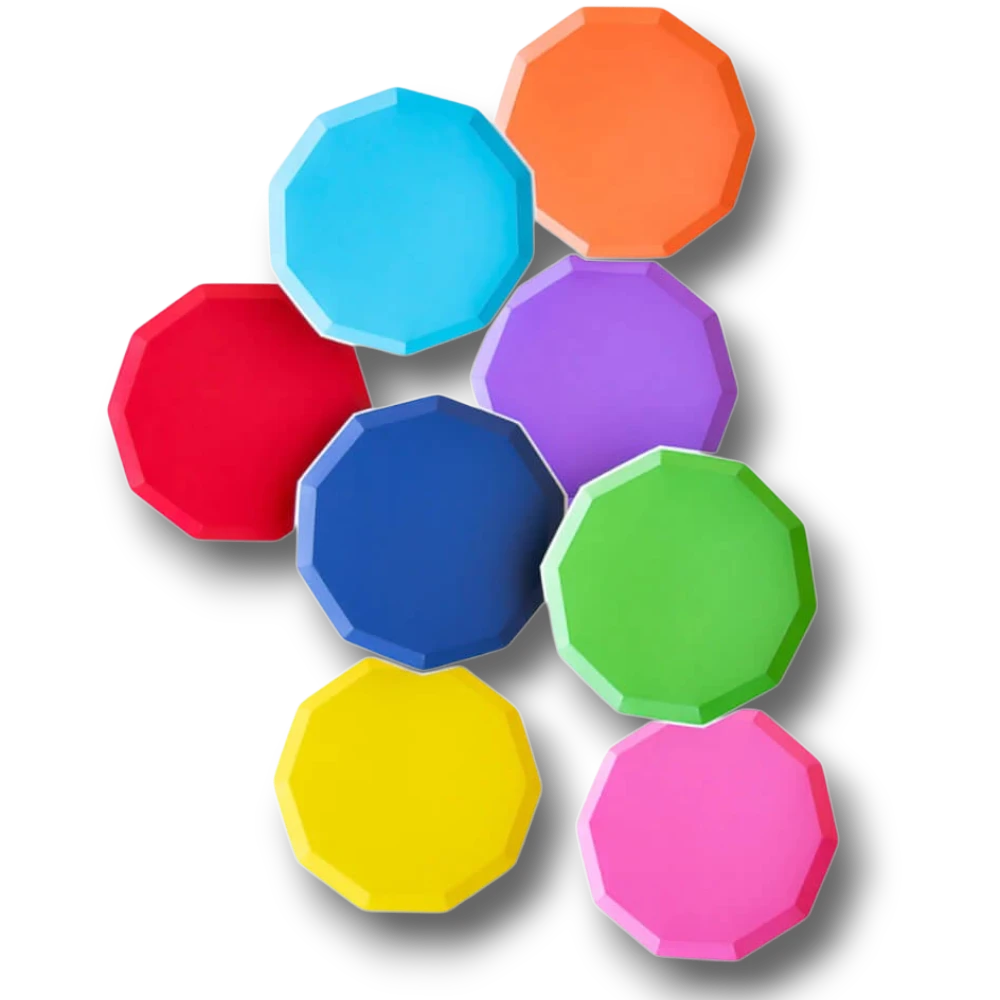 Platos desechables PartyStore de 10 pulgadas en colores vibrantes surtidos para fiestas y celebraciones