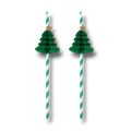 Popotes PartyStore de papel con diseño de árbol de Navidad verde en panal y estrella dorada, paquete de 10 unidades