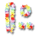 Set Hawaiano PartyStore de 4 piezas con collar, diadema y pulseras de flores multicolores de tela para fiestas