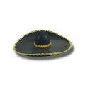 Sombrero charro negro de PartyStore con detalles de bordado dorado y multicolor en el ala y la copa