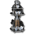 Soporte de cartón PartyStore para vasos de chupito con diseño festivo de Año Nuevo en negro, dorado y plateado