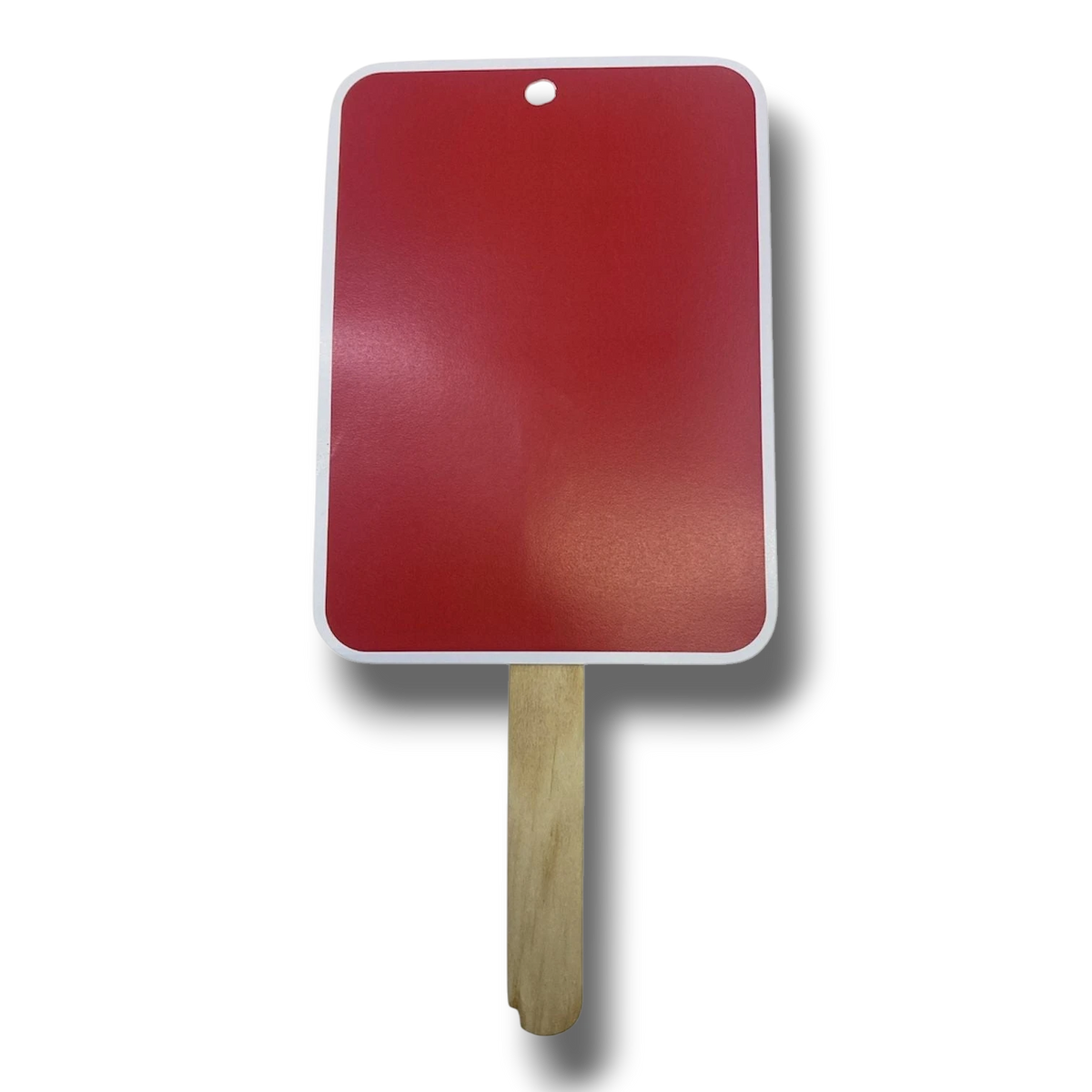 Tarjeta roja de PartyStore con mango de madera, ideal para accesorios de fiesta y eventos deportivos