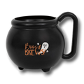 Taza de plástico negra PartyStore con diseño de fantasma y texto Boos & Brews para Halloween