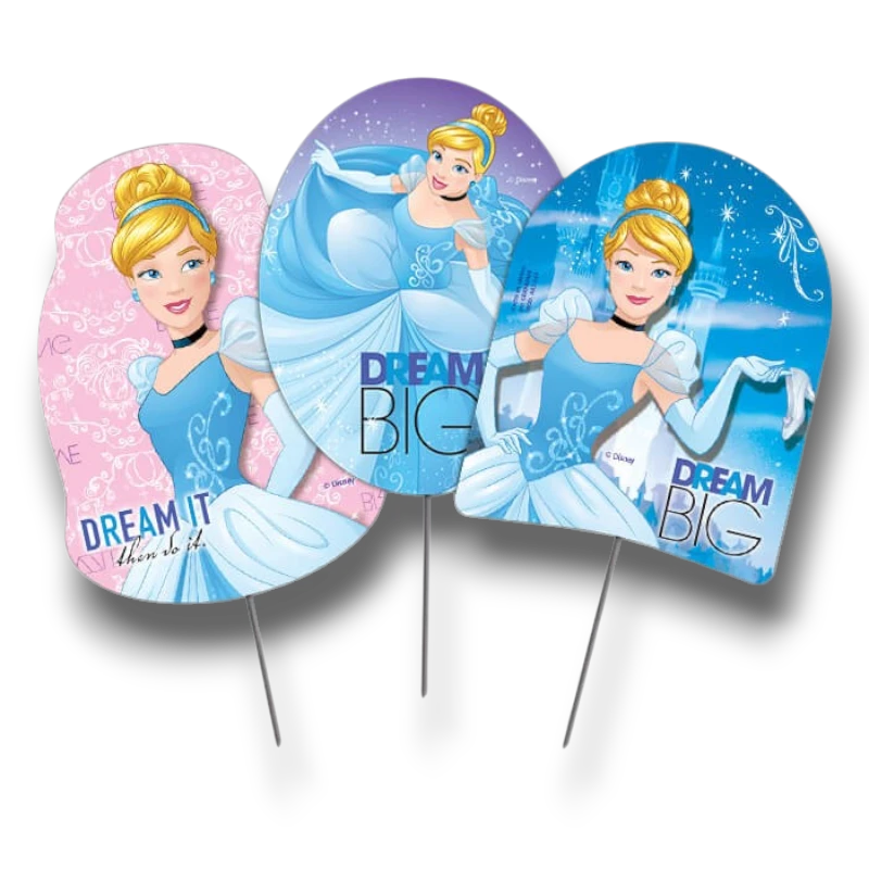 Toppers para pastel PartyStore con diseño de Cenicienta de Disney en tonos azul y rosa, set de 12 piezas decorativas