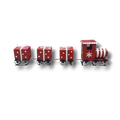 Tren decorativo de metal rojo PartyStore con vagones de regalo y detalles de copos de nieve para Navidad