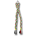 Trenza mediana PartyStore con cintas tricolores en rojo, blanco y verde, ideal para accesorios de fiestas patrias.