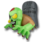Decoración inflable de PartyStore con un zombi verde saliendo de una tumba gris con la inscripción RIP Halloween