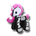 Unicornio inflable PartyStore con diseño de esqueleto, cuerpo negro, crin rosa y cuerno blanco para decoración