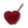 Vaso PartyStore de 24oz con forma de corazón facetado en color rojo metálico y popote incluido
