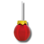 Vaso PartyStore con forma de esfera navideña roja brillante y tapa dorada con popote blanco de 12oz