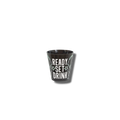 Vaso de shot PartyStore negro con diseño de fútbol y texto blanco Ready Set Drink para fiestas temáticas