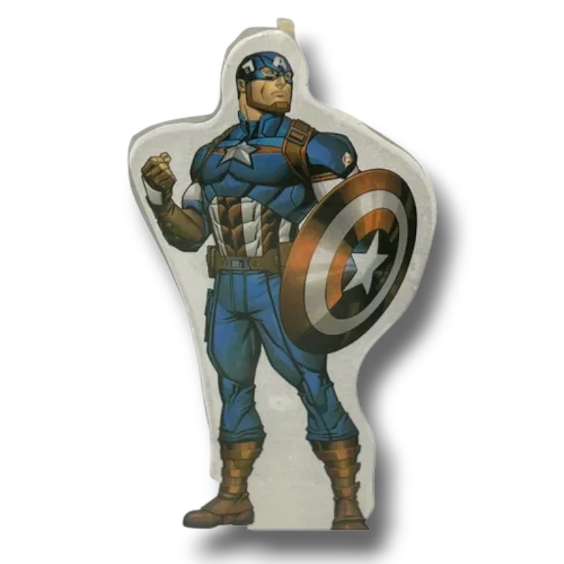 Vela de cera PartyStore con forma de Capitán América para decoración de pasteles de cumpleaños